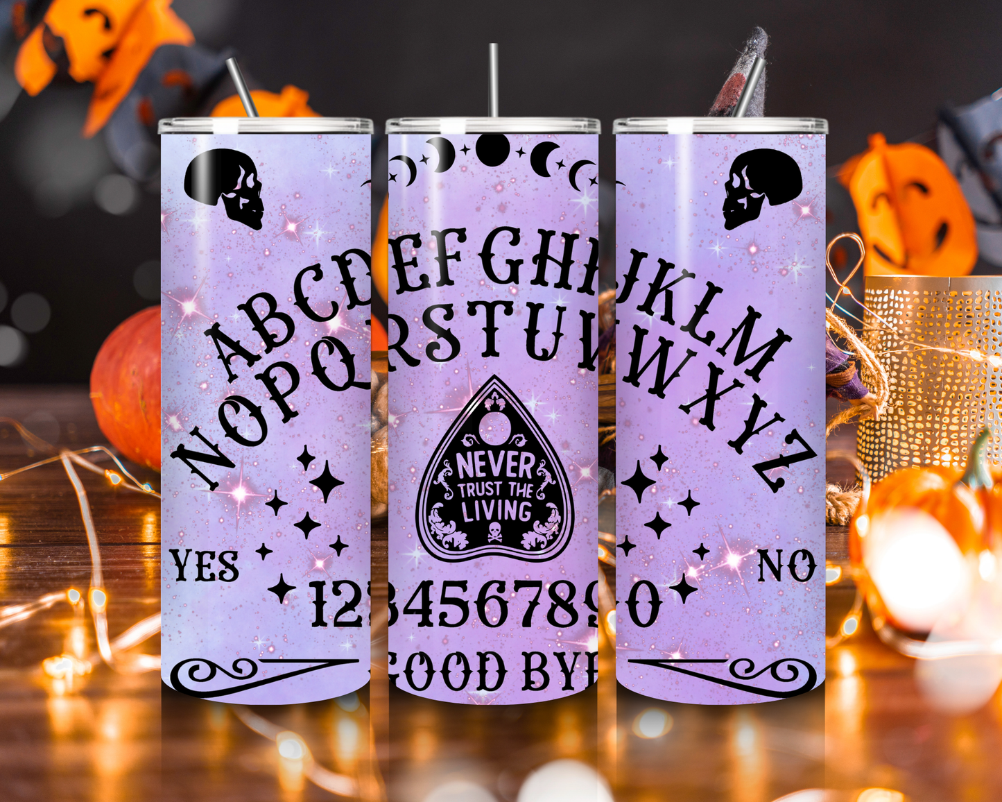 Ouija Board 20oz Tumbler Never Trust the Living Gothic Halloween Cup Spooky Ghost Vibes Drinkware halloween cup quika board cup giftful