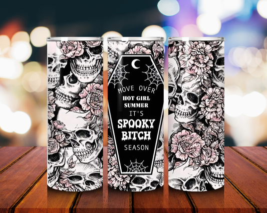 Spooky Bitch Season Tumbler – 20oz Stainless Steel Cup with Lid & Straw