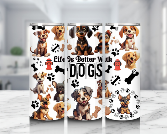 Life Is Better With Dogs Tumbler Dog Lover Cup with Breeds dog cup dog lovers gift for her gift for him birthday gift christmas gift giftful