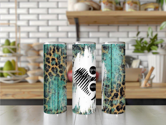 You Matter Semicolon Tumbler – 20oz Mental Health Awareness Cup, Suicide Prevention Gift, Inspirational mug Self-Care Mug for Her mug forHim