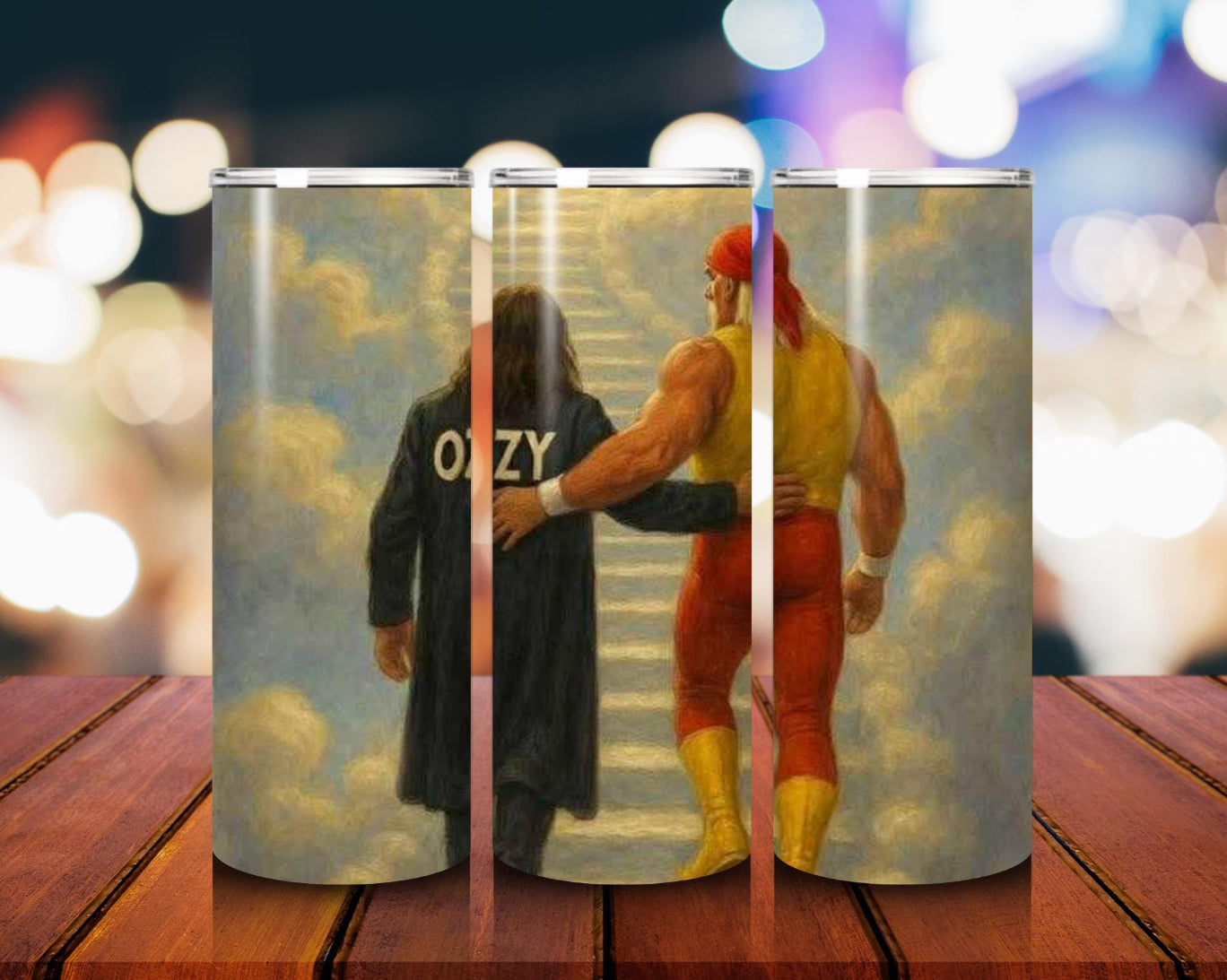 Hulk Hogan & Ozzy Osbourne Stairway to Heaven Tumbler Rock Wrestling Tribute Memorial Tumbler