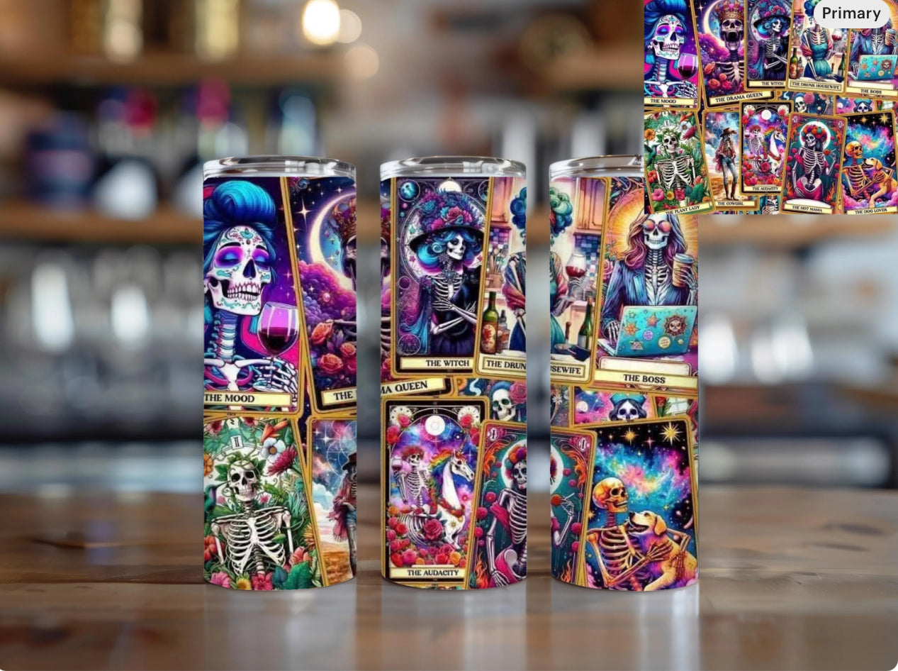 Skeleton Tarot Tumbler tarot cup tarot mug skeleton mug skeleton cup Halloween cup Halloween mug, best friend cup brand mug gift for her
