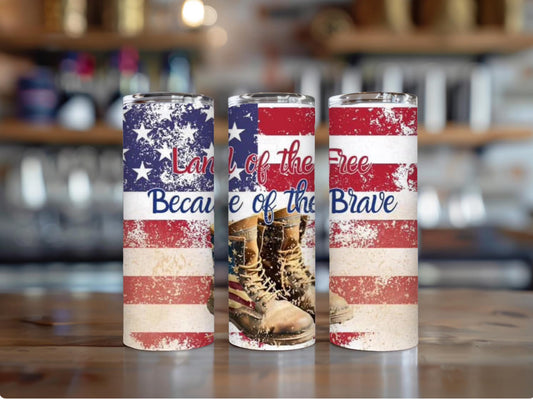 Land of the Free Because of the Brave cup USA mug America cup American flag mug dad mug dad gift USA cup America Fourth of July USA gift