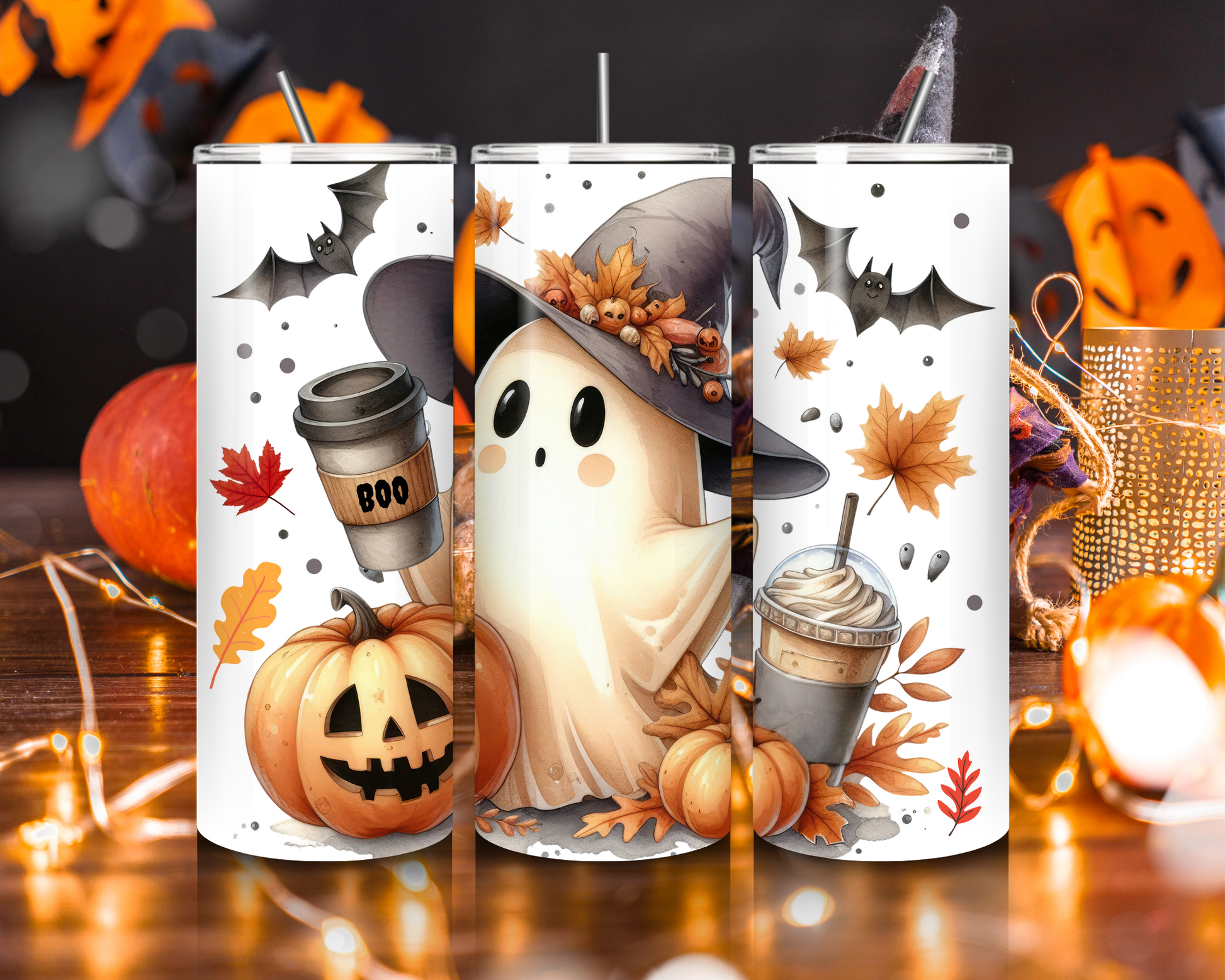 Cute Ghost Fall Tumbler Halloween Cup fall Aesthetic gift for her birthday gift Halloween cup fall vibes christmas gift giftful