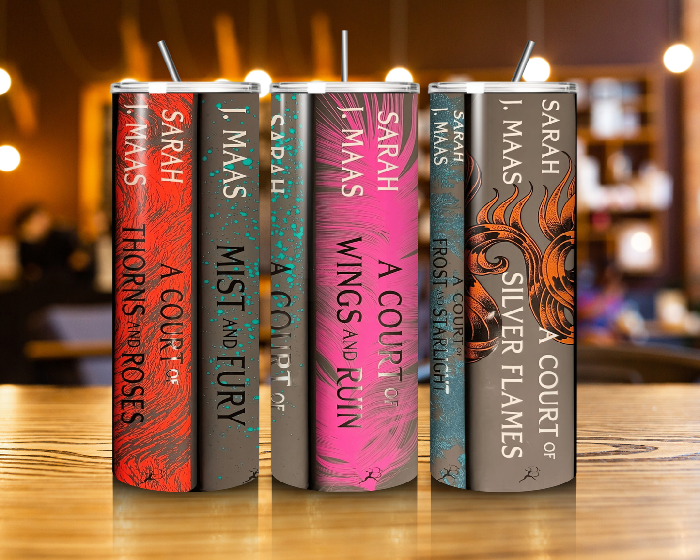 ACOTAR Book Spine Tumbler 20oz Fantasy Cup w/ Lid & Straw A Court of Thorns and Roses Gift BookTok cup bookish tumbler gift for her giftful