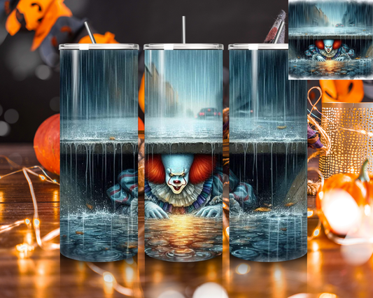 IT Halloween Horror Clown in Sewer 20oz Tumbler Spooky Scary Cup Creepy Carnival Drinkware Halloween Fan Gift halloween fun gift for her