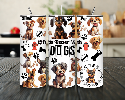 Life Is Better With Dogs Tumbler Dog Lover Cup with Breeds dog cup dog lovers gift for her gift for him birthday gift christmas gift giftful