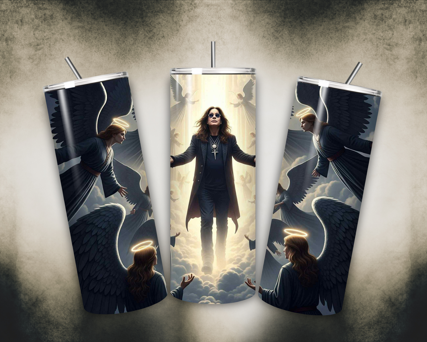 Ozzy Osbourne Memorial Tumbler 20oz Stainless Steel Angel Tribute Cup Heavy Metal Legend Gift Rest in Power Design prince of darkness cup