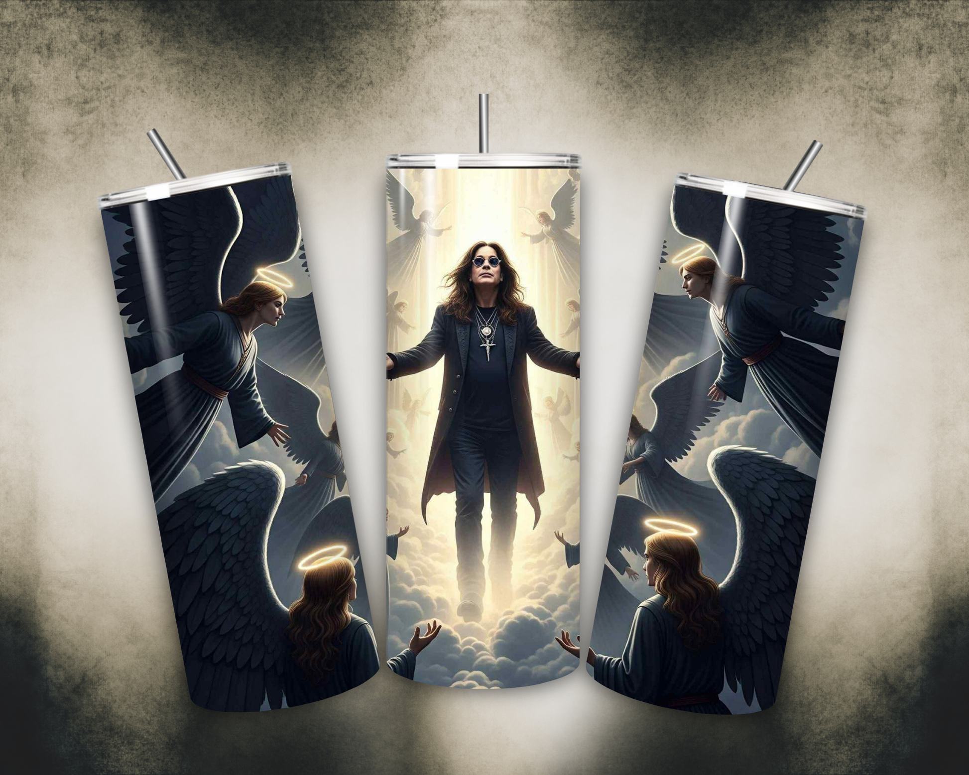Ozzy Osbourne Memorial Tumbler 20oz Stainless Steel Angel Tribute Cup Heavy Metal Legend Gift Rest in Power Design prince of darkness cup