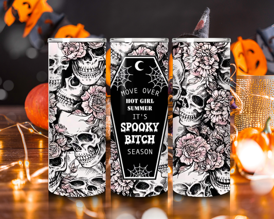 Spooky Bitch Season Tumbler – 20oz Stainless Steel Cup with Lid & Straw