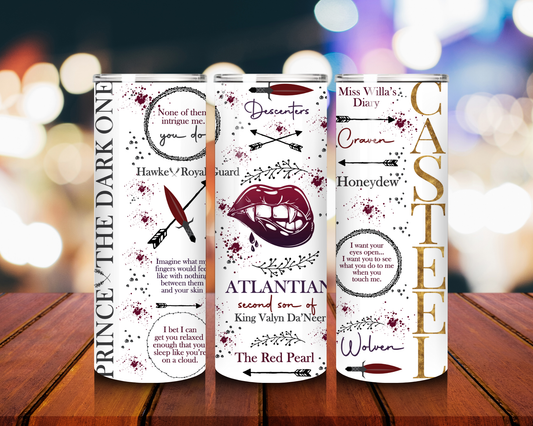 From Blood and Ash Tumbler Poppy & Casteel 20oz Fantasy Book Cup Romantic Fantasy Fan Travel Drinkware bookish tumbler book lovers cup