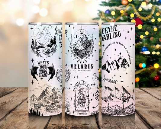 Velaris 20oz Tumbler Night Court Fantasy Book Quote Cup Bookish Gift for Readers acotar cup fantasy tumbler sjm tumbler bookish gift booktok Pink