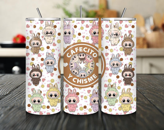LABUBU Cafecito y Chisme Tumbler Cute Coffee Cup Spanglish Gift for Baddie Besties best friend gift labubu gift for her baddie gift giftful
