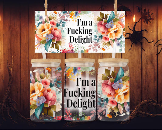 I’m a F*cking Delight Tumbler Sarcastic cup Funny Adult Humor Mug with Lid & Straw Sassy Gift for Women
