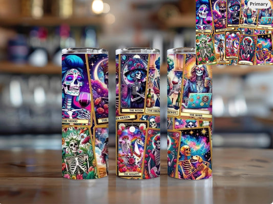 Skeleton Tarot Tumbler tarot cup tarot mug skeleton mug skeleton cup Halloween cup Halloween mug, best friend cup brand mug gift for her
