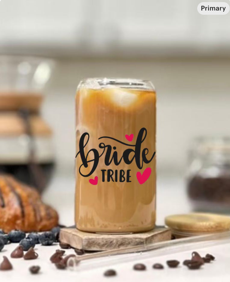 Bride Tribe Glass Tumbler bride gift bridal party gift bride to be cup bride to be mug wedding party favor bridal party gift maid of honor