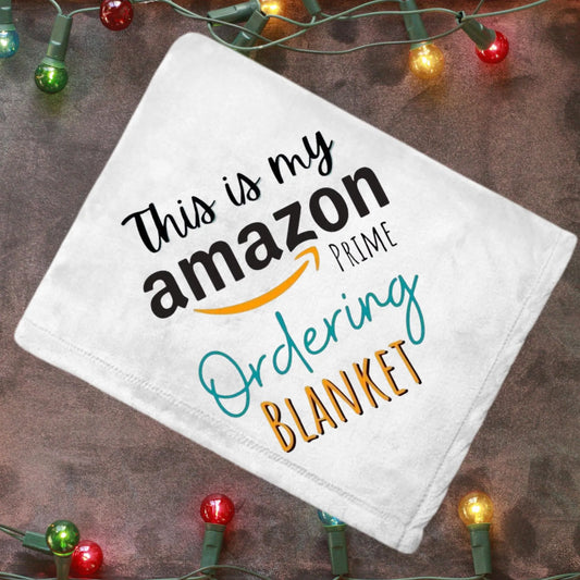 Amazon Prime Ordering Blanket 50x60 Funny Throw Online Shopping Addict Gift Cozy Couch Blanket for Package Trackers Amazon blanket giftful