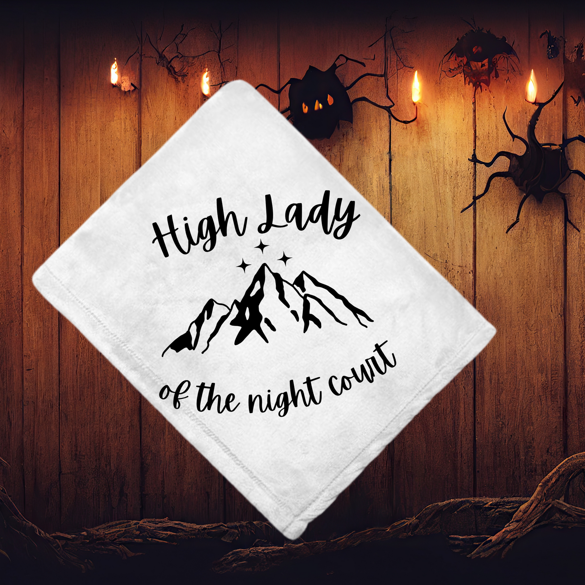 High Lady of the Night Court Blanket ACOTAR Inspired 50x60 Cream Throw Corner Sublimation Feyre Gift bookish gift best friend gift for her