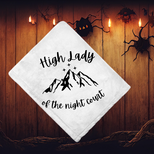 High Lady of the Night Court Blanket ACOTAR Inspired 50x60 Cream Throw Corner Sublimation Feyre Gift bookish gift best friend gift for her