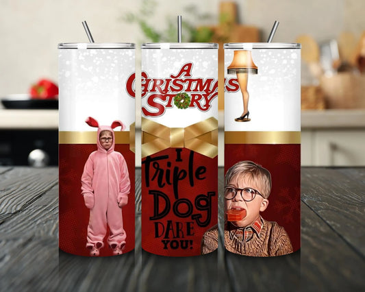 A Christmas Story 20oz Tumbler Ralphie Leg Lamp Triple Dog Dare Holiday Movie Cup christmas gift for her gift for him christmas idea xmas