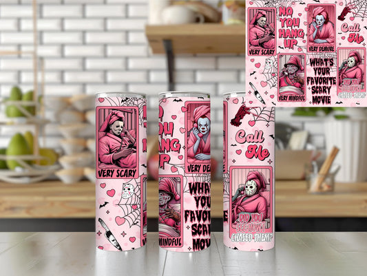 Girly Horror Movie Pink Slasher Cup Horror Babe Cute Scary Movie Gift best friend gift for her gift for him horror gift no you hang up