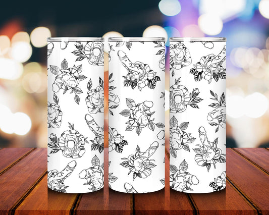 Funny Floral Penis 20oz Skinny Tumbler with Lid & Straw NSFW Adult Humor Cup Bachelorette Gift Offensive Cute Drinkware