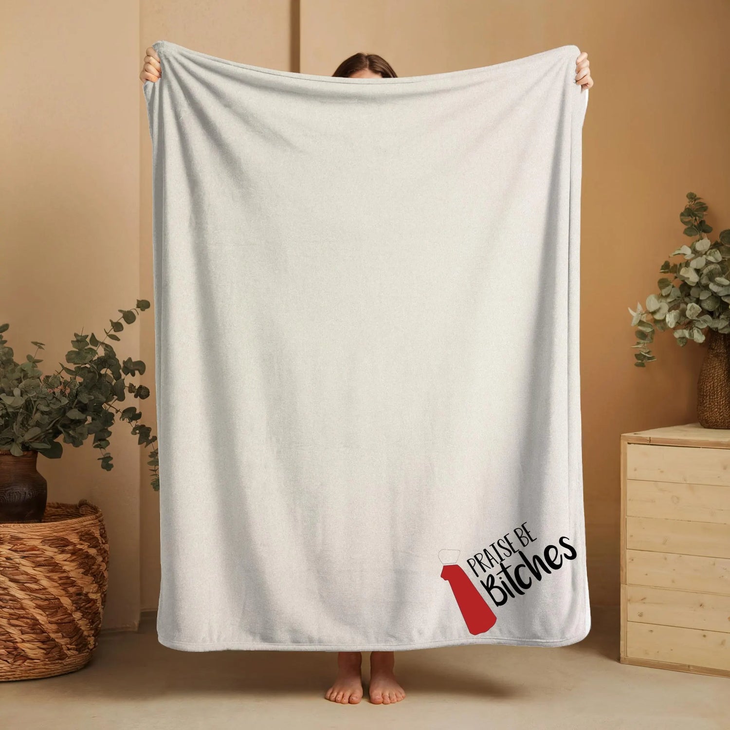 Praise Be Bitches Blanket Handmaid’s Tale Quote 50x60 Sublimation Throw Dystopian TV Fan Gift Feminist Cozy Blanket gift for her giftful